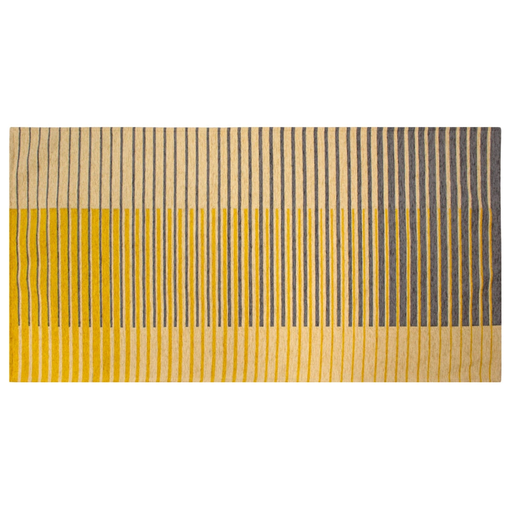 Tappeto Arredo Moderno Morbido in Ciniglia Ingresso Antiscivolo Prodotto Italiano  Soggiorno Camera Salotto Disegni Piazzati Cotone Varie Misure Grande Neon/Senape - 65x175 cm