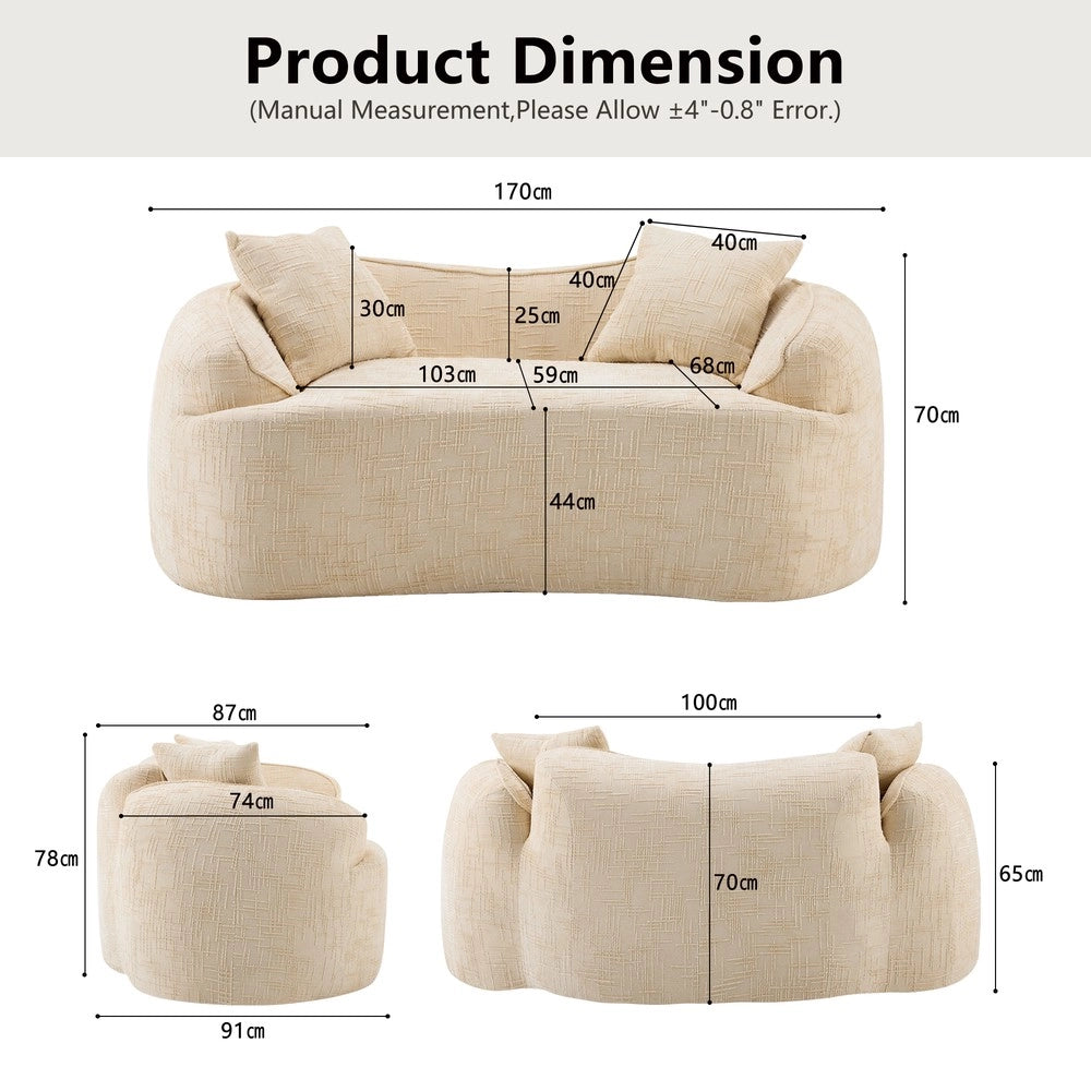Divano 2 posti velluto beige ¨C Minimal ¨C con braccioli e 2 cuscini compatti