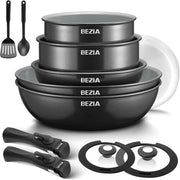 Set di utensili per cottura in inducto con rivestimento ceramico - 13 pezzi - resistente al forno