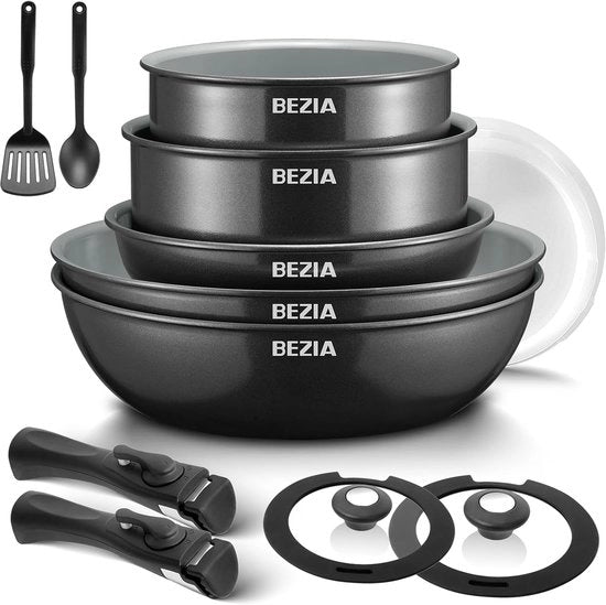 Set di utensili per cottura in inducto con rivestimento ceramico - 13 pezzi - resistente al forno