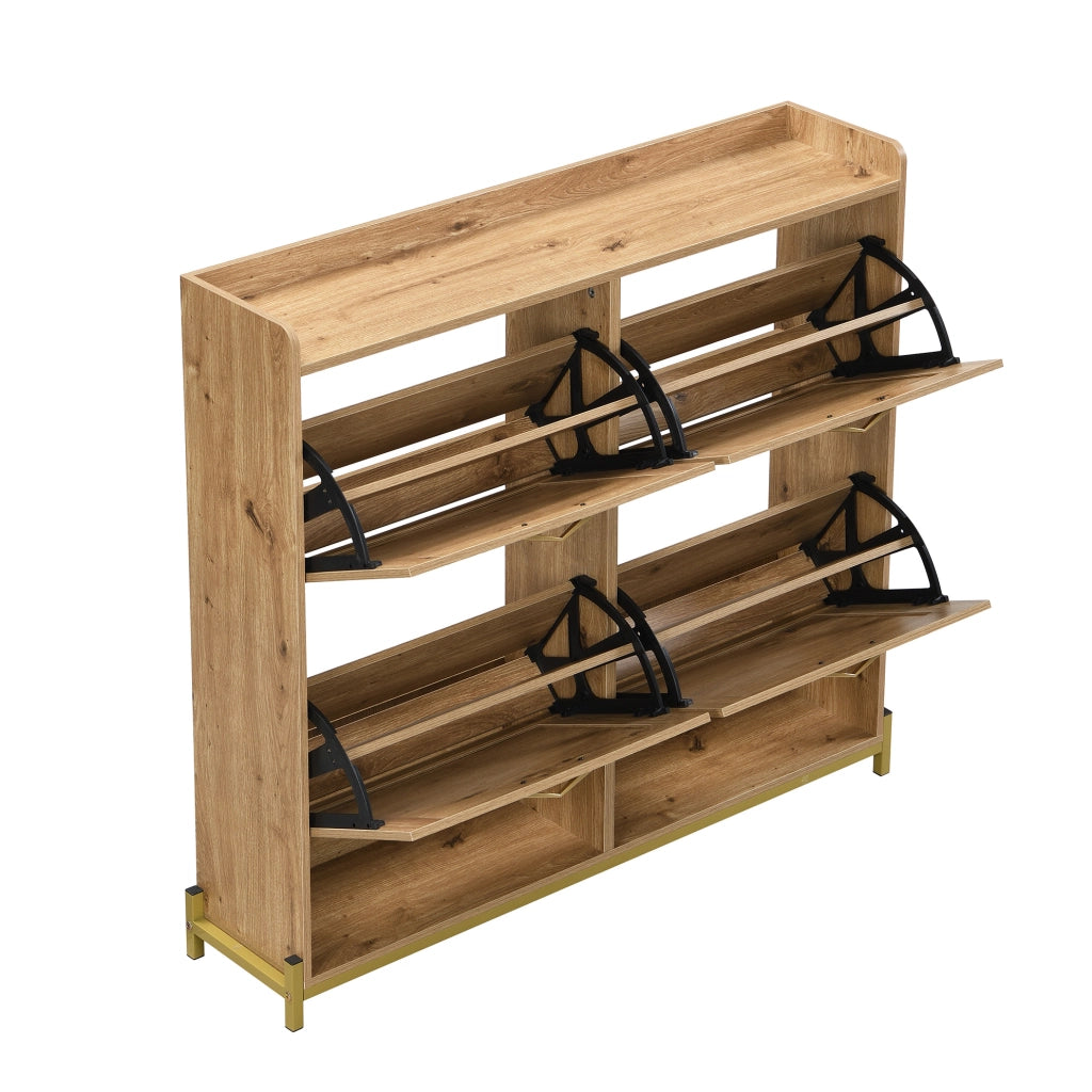 Scarpiera in MDF con ripiano superiore; 108;5 x 24 x 100 cm; color legno