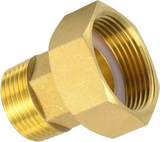 Adattatore per Contatore Acqua - Connettore a 6 Viti - Acciaio - Adattatore per Tubi - G1-1/4 Femmina x G1 Esterno - 50mm Lunghezza - Adatto per Reti Idriche - Colorazione Argentata