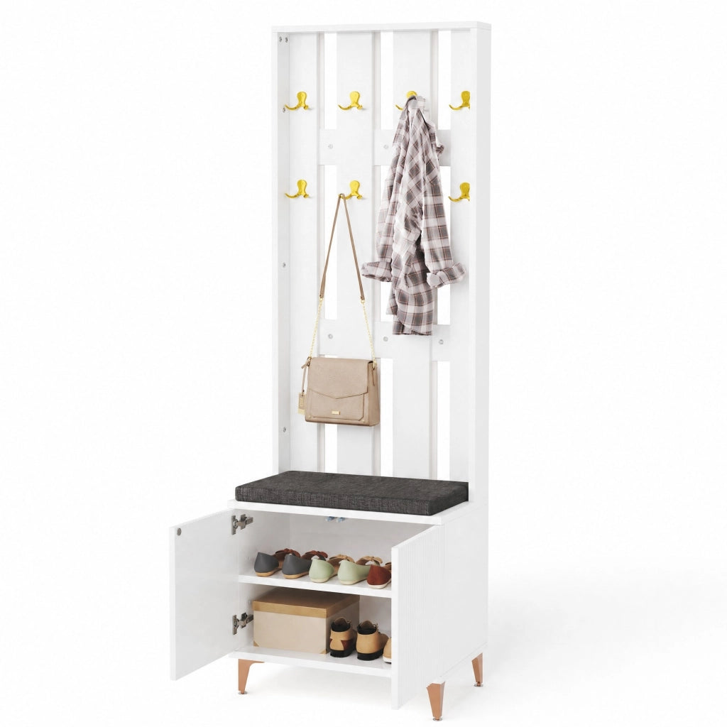 Guardaroba da ingresso 60,5x35,2x180,5 cm bianco in truciolato, ante push to open