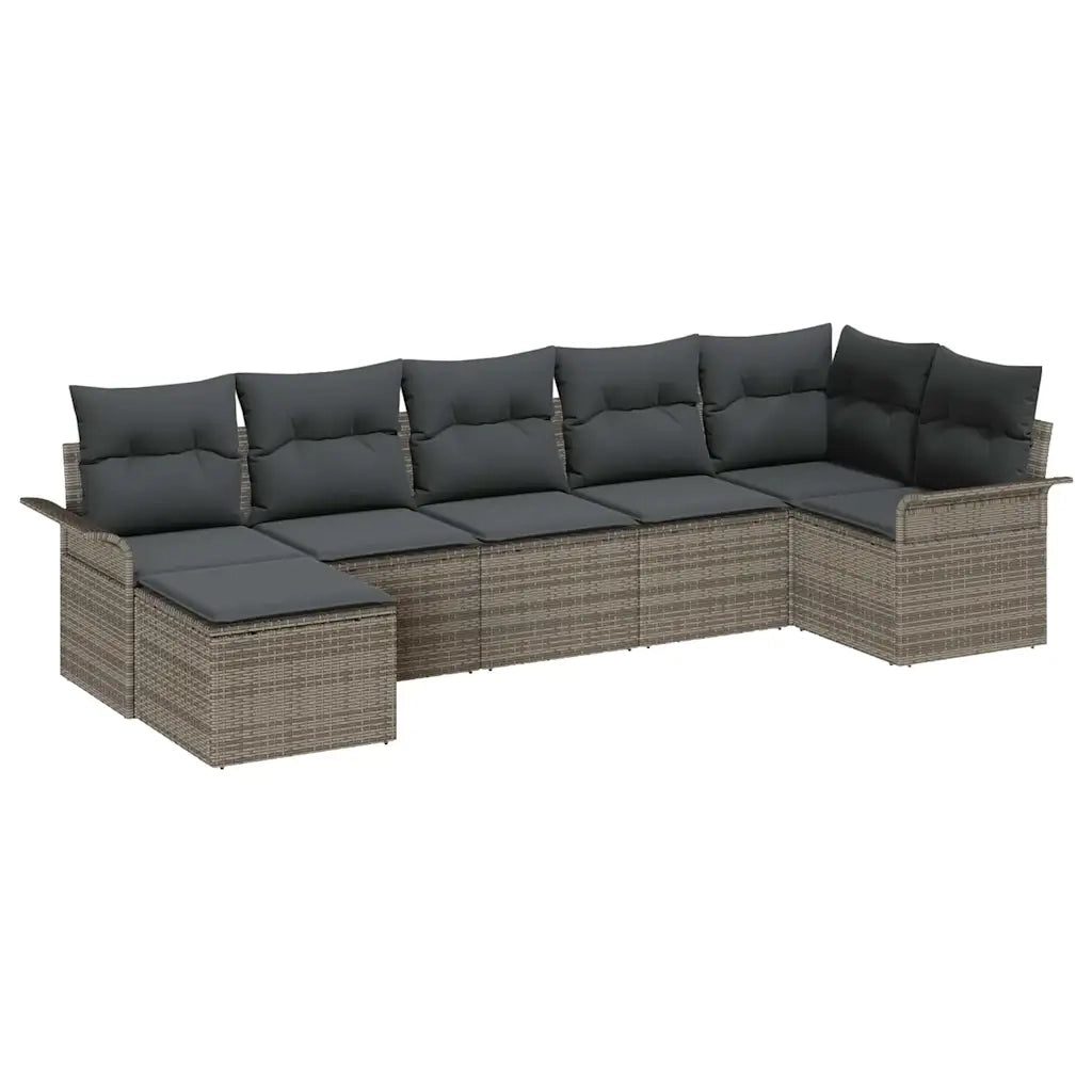 Set Divano da Giardino con cuscino 7 pcs Grigio polyrattan 3345449