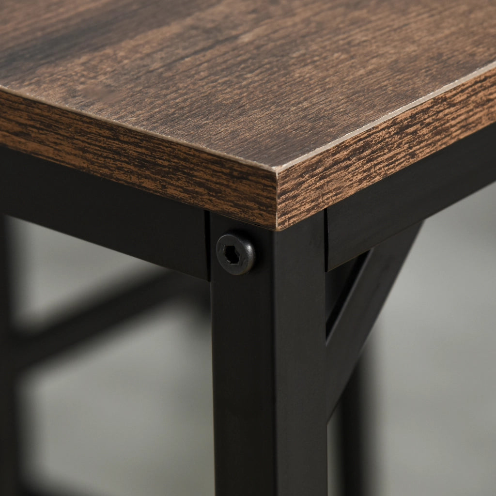 Set da bar, tavolo alto con 4 sgabelli, set da 5 pezzi per cucina, truciolato/acciaio, marrone rustico/nero, 100x60x88 cm