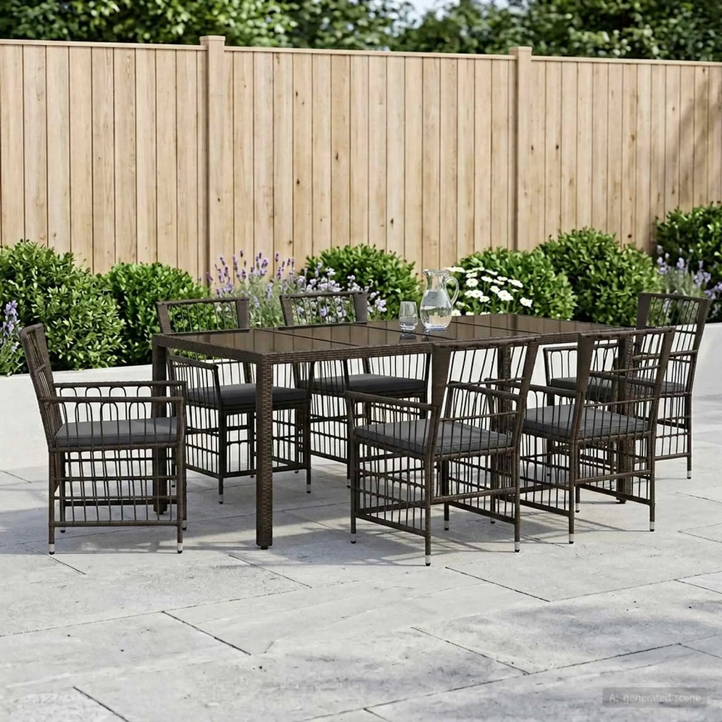 Set da pranzo per esterni 7 pz Nero polyrattan 3448940