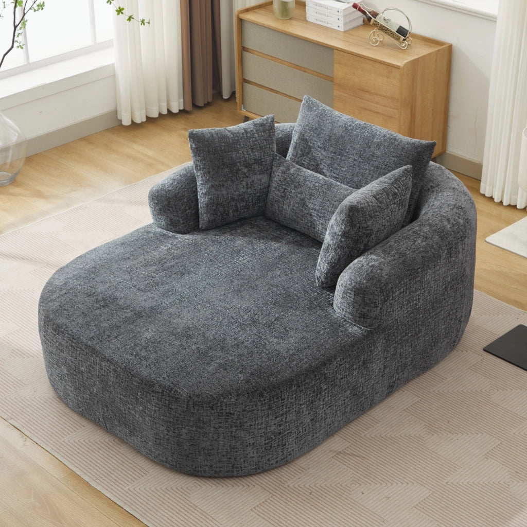 Chaise longue trasformabile in divano letto con braccioli e cuscino design moderno in velluto a coste grigio
