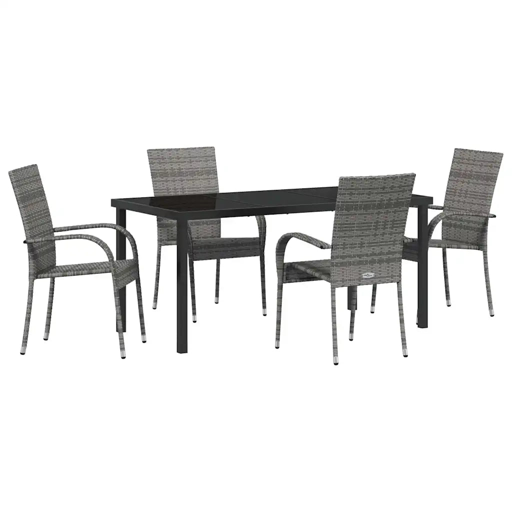 Set da Pranzo per Giardino 5 pz | Set Salotto da Giardino Grigio