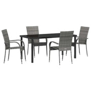 Set da Pranzo per Giardino 5 pz | Set Salotto da Giardino Grigio