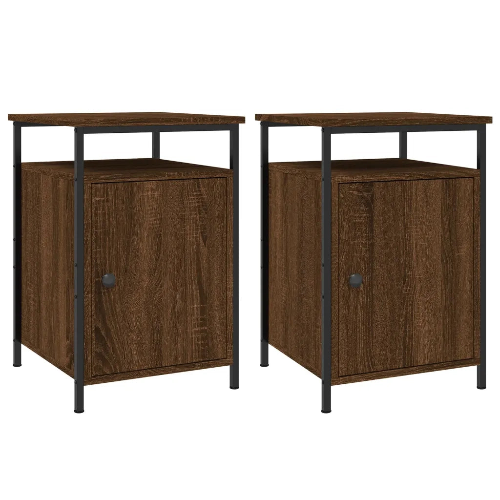 Comodini Rovere Marrone 2 pz-Set di 2 Tavolino da notte 40x42x60 cm Legno Multistrato 691261