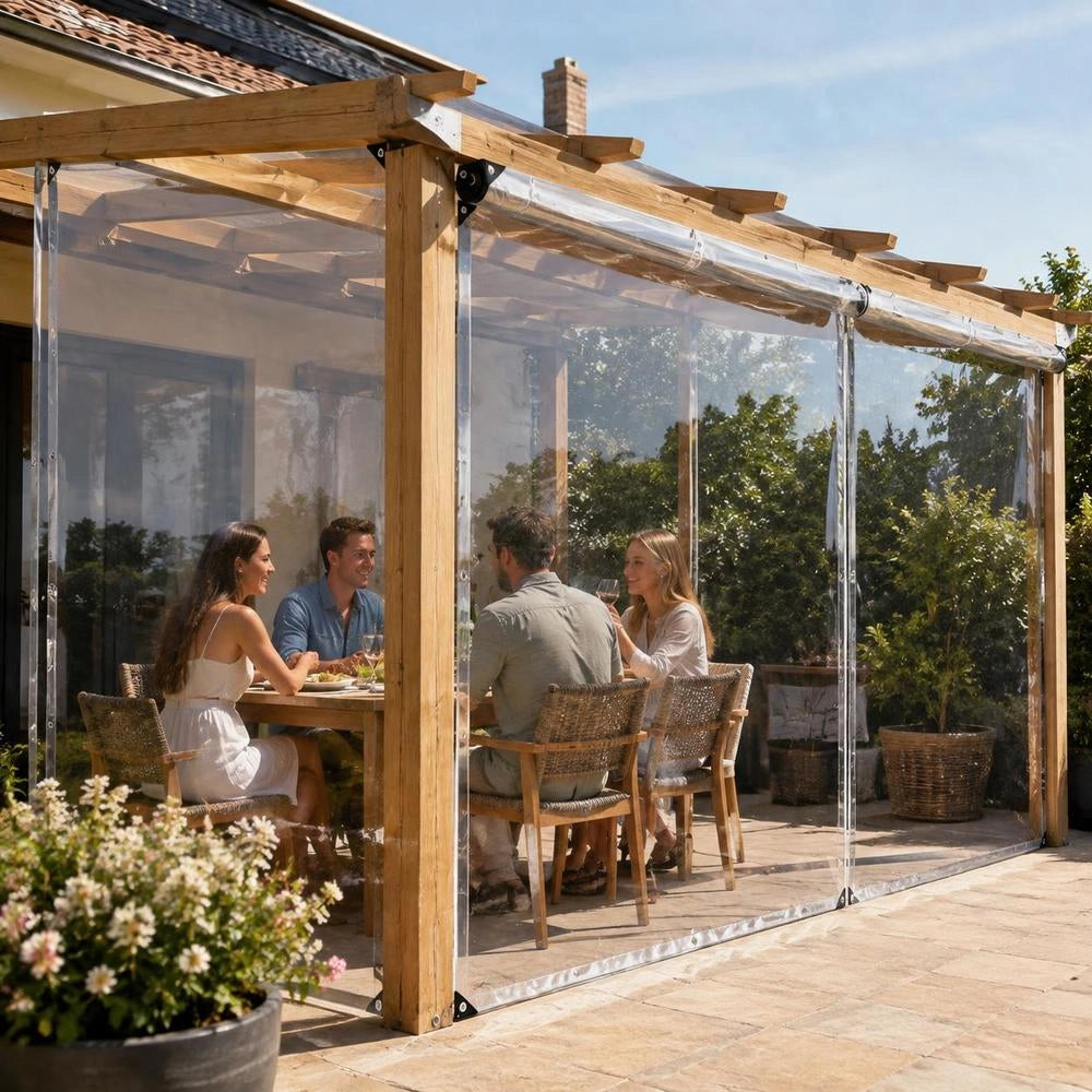Telo trasparente con occhielli, 4x6 m, in PVC, robusto e durevole, ideale per esterni, giardino e balcone