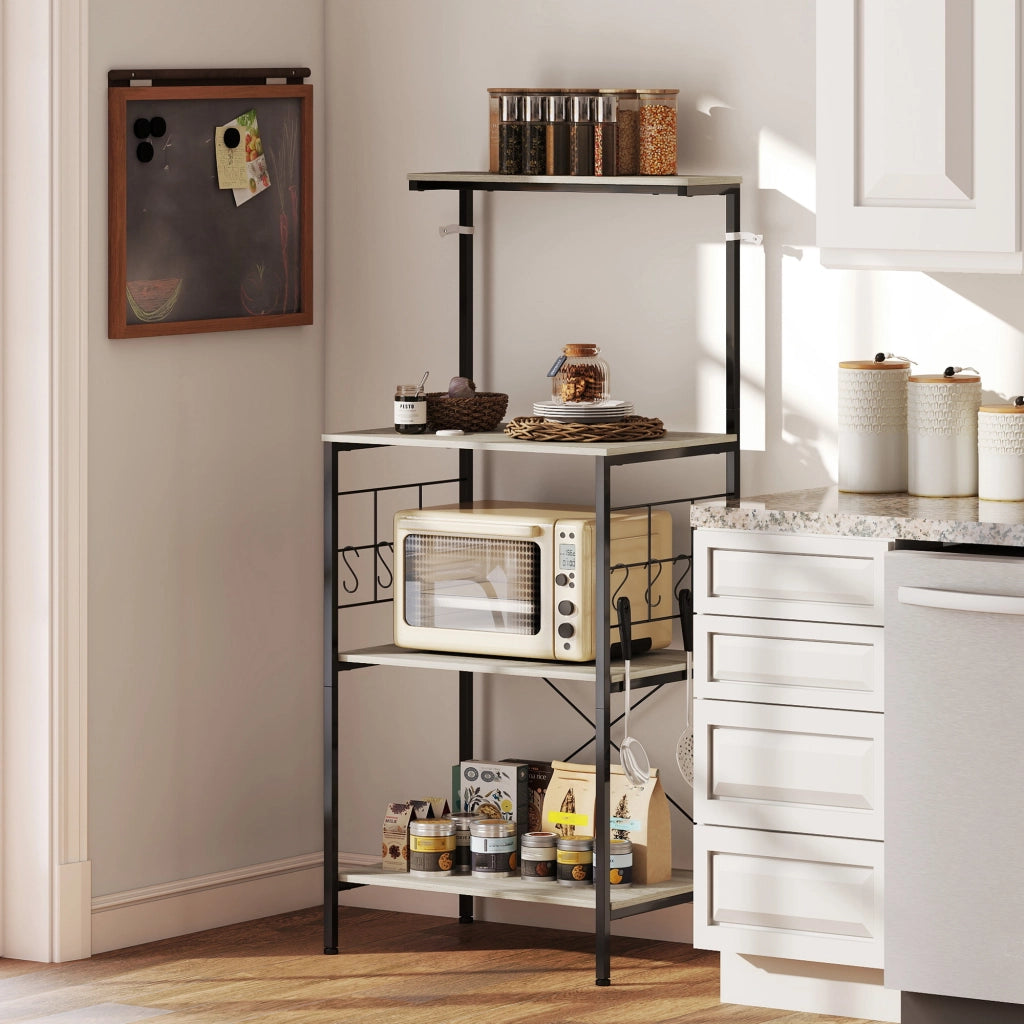 Scaffale 4 Livelli con Pannelli a Rete e Ganci ¨C Zephmum ¨C Rovere 60x42x134.5 cm