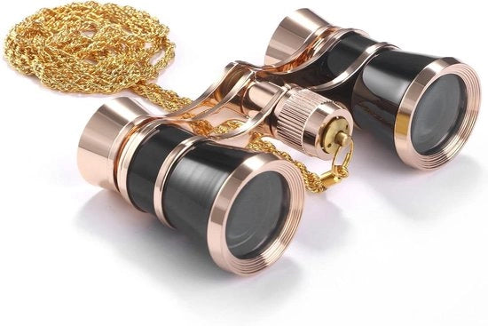 Verrekijker 3x25 con manubrio per signore - telescopio metallico per escursioni e sightseeing - nero.