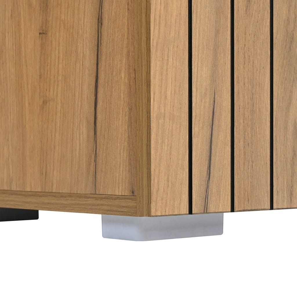 Set ingresso con panca portascarpe; specchio e ganci; 140x35x133 cm; effetto legno naturale