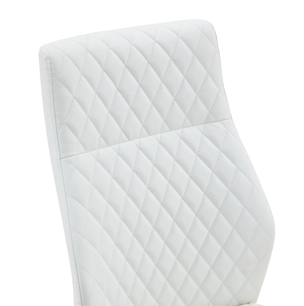 Set 2 sedie da pranzo con schienale alto in pelle PU bianca e struttura oro HOMVRA