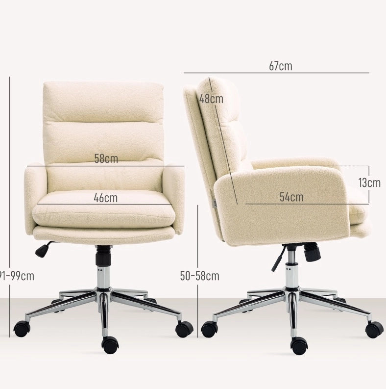 Sedia da ufficio con schienale imbottito color crema