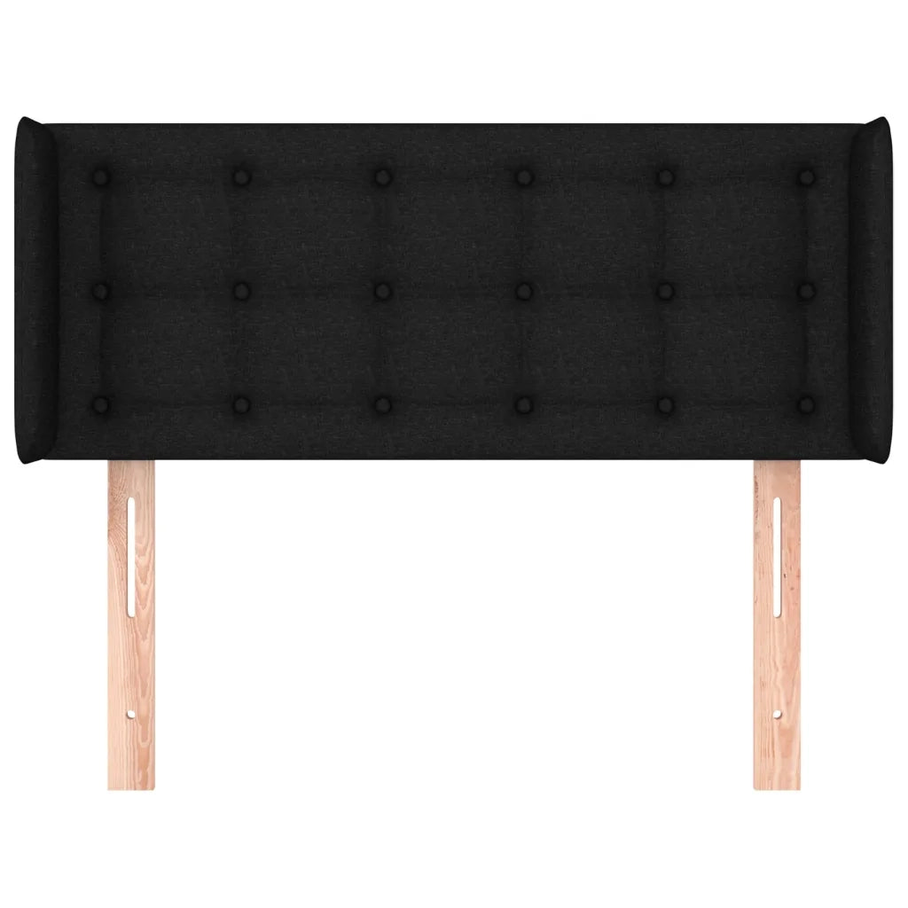 Testiera | Testata ad Orecchio Nera 103x16x78/88 cm in Tessuto
