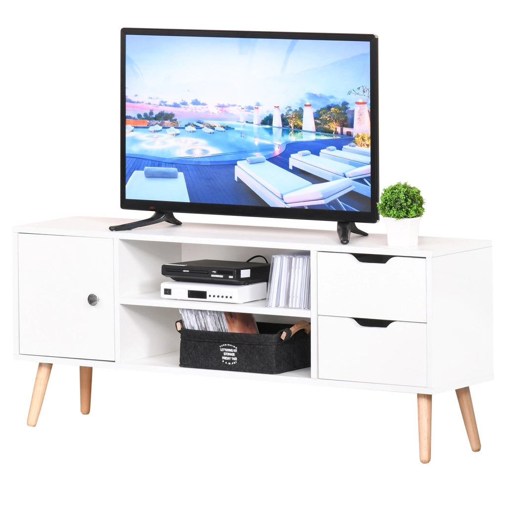 Mobile TV con credenza ¨C Minimal ¨C Bianco legno di pino 120x30x40