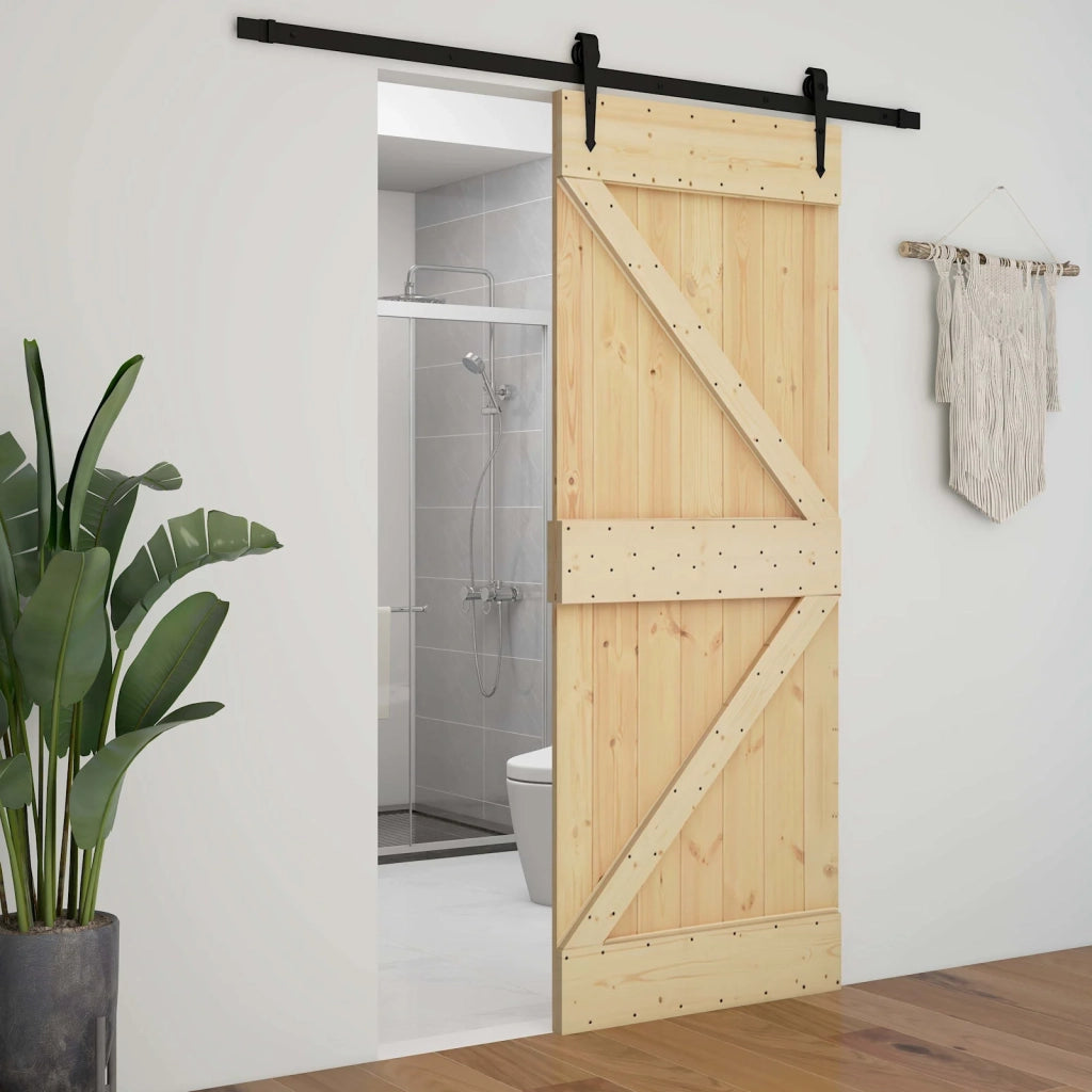 Porta scorrevole Naturale e Nero 80 x 210 cm 3444849