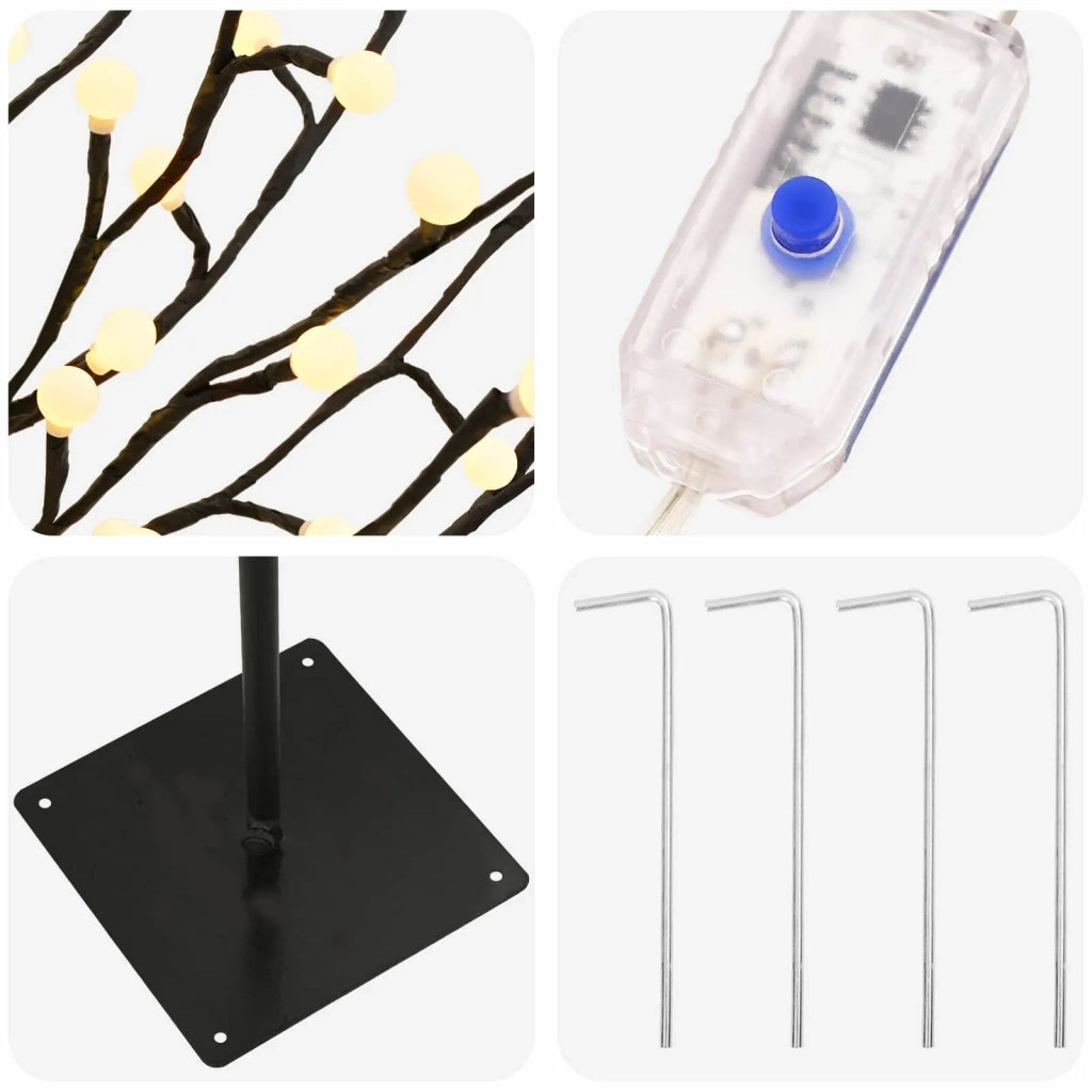 Albero di Natale con palline LED Nero 18 x 18 x 150 cm Acciaio 42055385