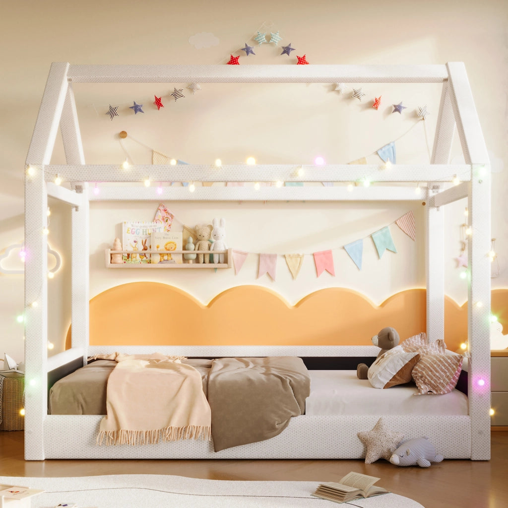 Daybed imbottito con LED, 90x200 cm, beige