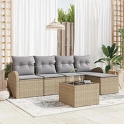 Set di divani 6 pcs Beige e Grigio Chiaro polyrattan