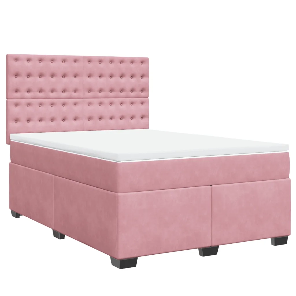 Giroletto a Molle con Materasso Rosa 160x200 cm in Velluto