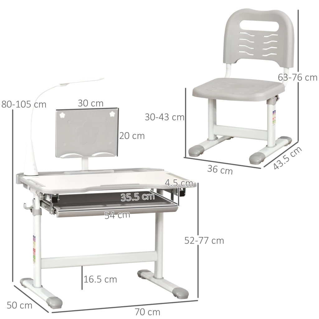 Scrivania Regolabile per Bambini con Sedia ¨C Minimal ¨C Grigio
