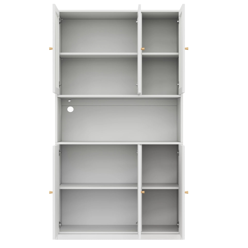 Libreria con vetrina 100x35x200 cm; LED regolabile e 3 ante in MDF bianco