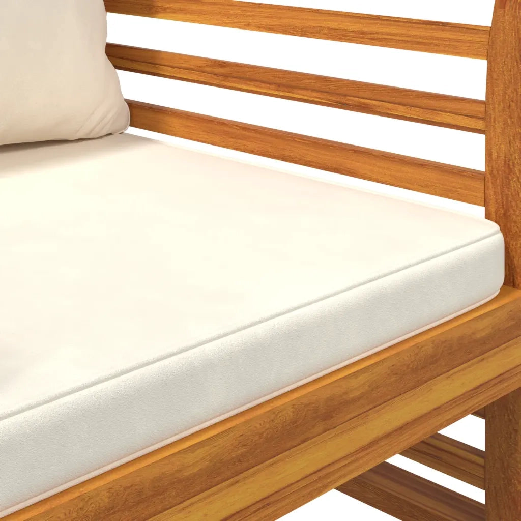 Poltrone con Cuscini Bianco Crema 2 pz Legno Massello di Acacia 312137