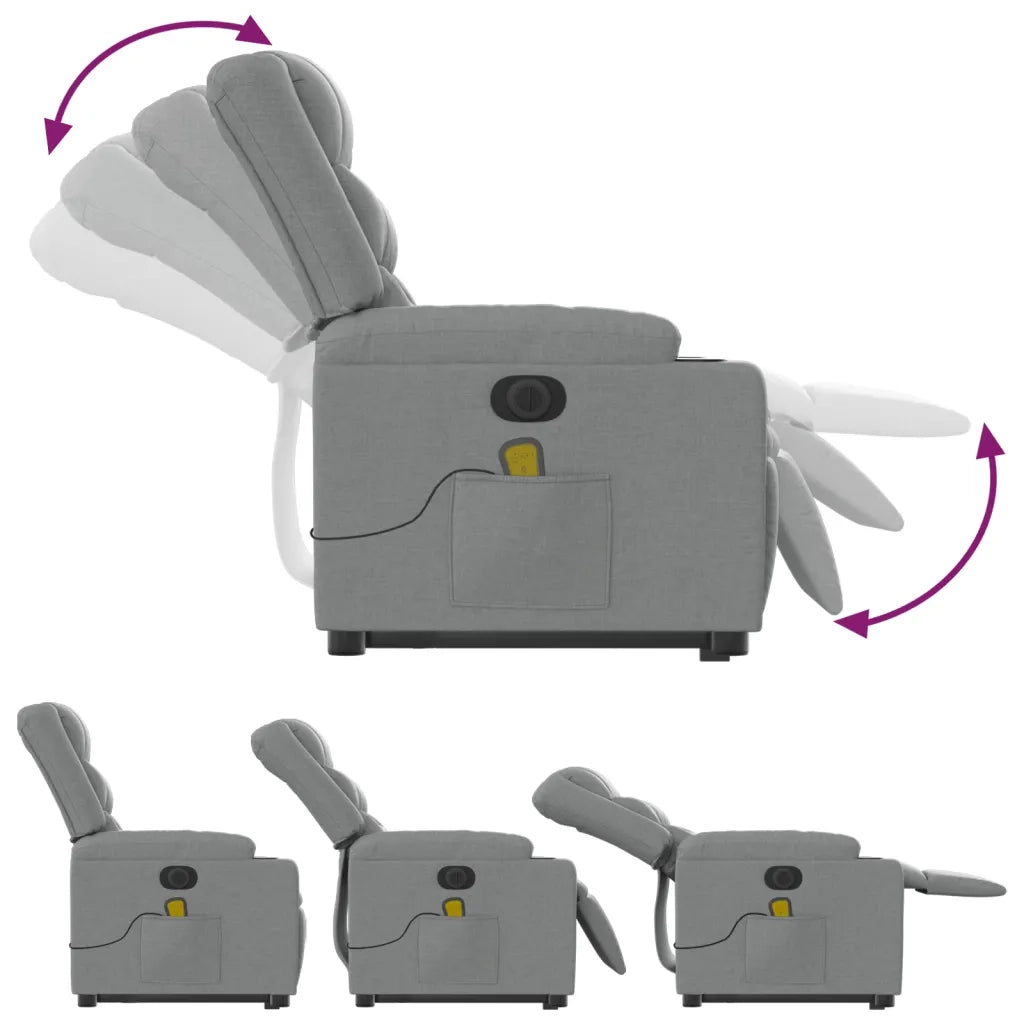 Poltrona Alzapersona Massaggi Elettrica Grigio Chiaro Tessuto 3206582