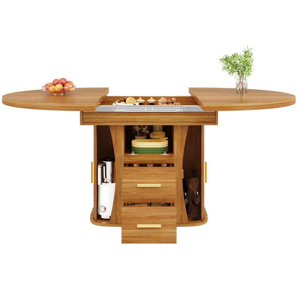 Tavolo da pranzo allungabile ovale in MDF, 118-158 cm, noce, per fino a 6 persone