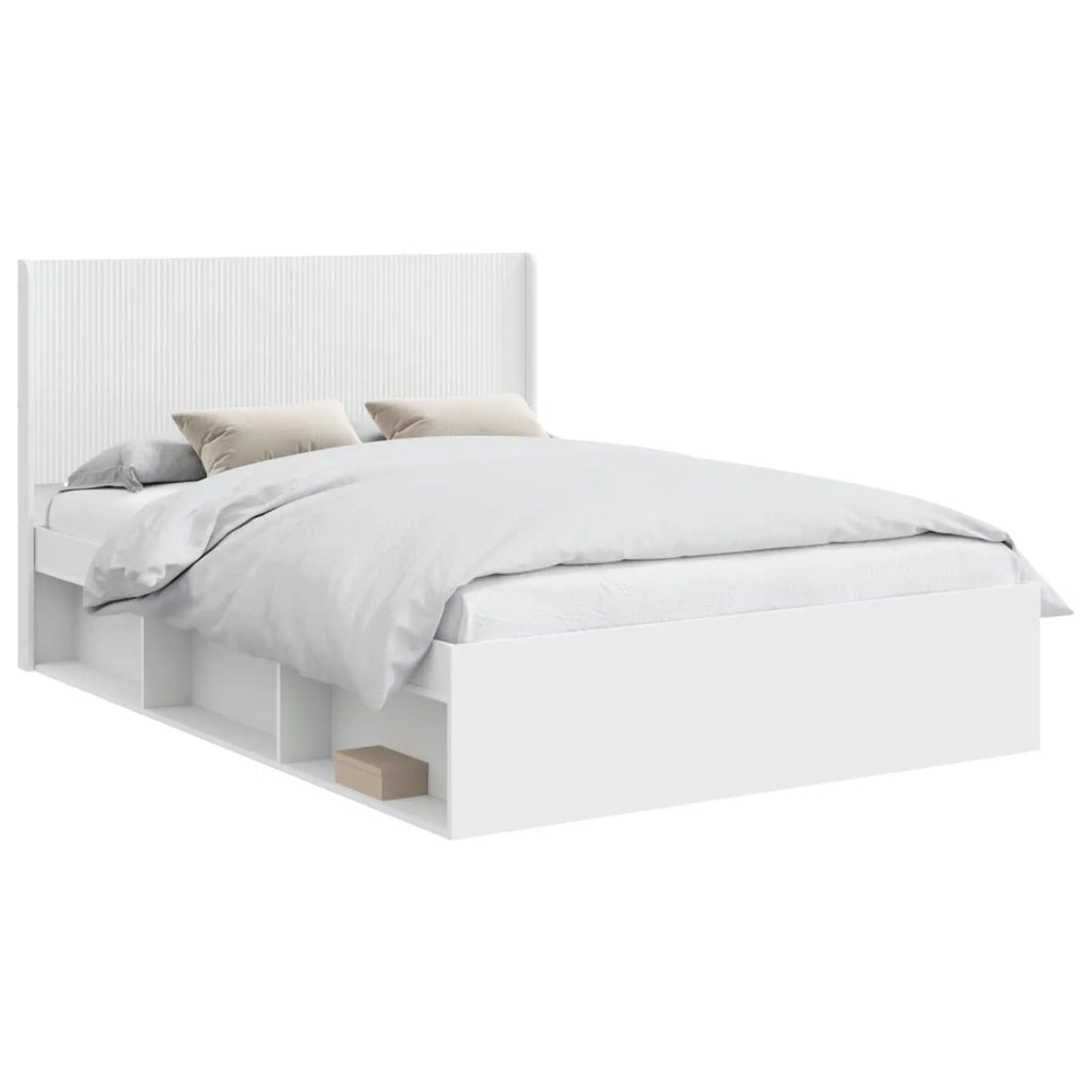 Struttura del letto con stoccaggio e testata Bianco 3413877