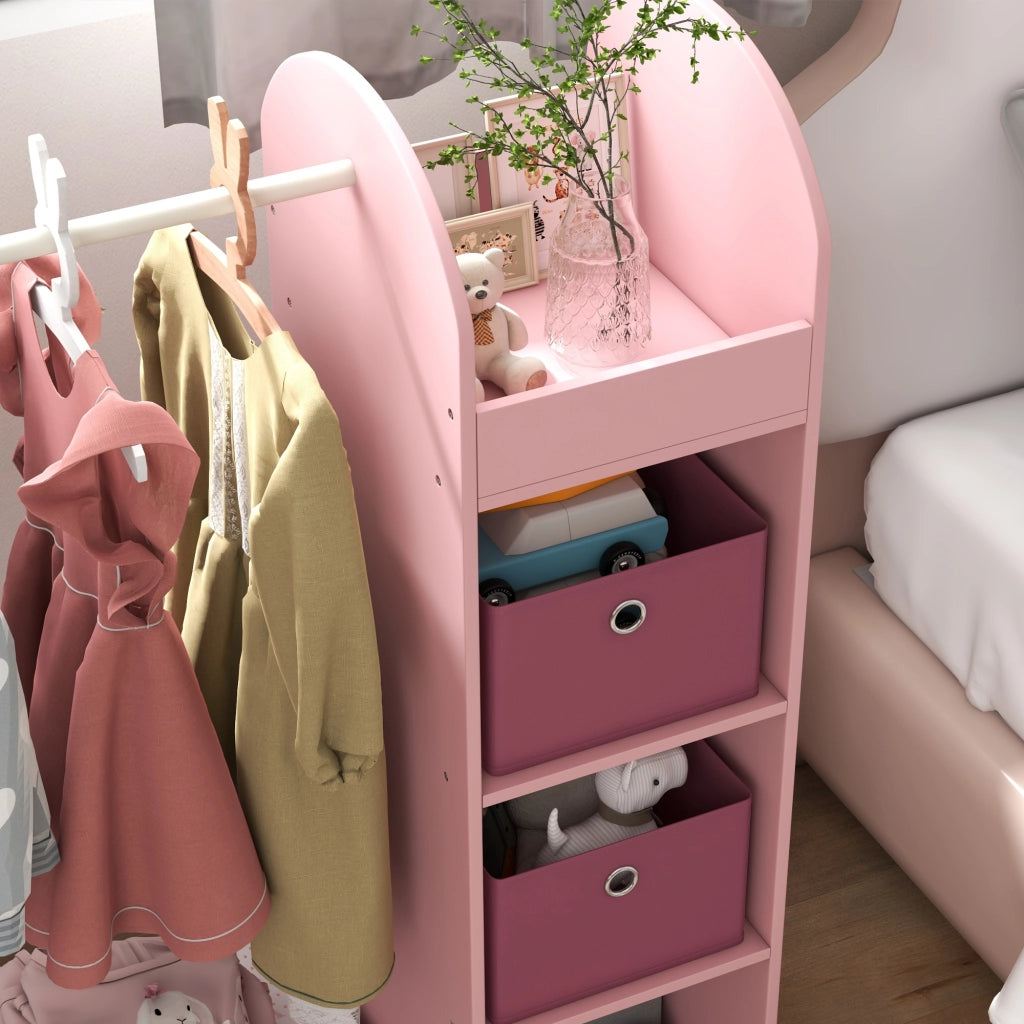 Appendiabiti bambini con ripiani e specchio ¨C Xylo ¨C legno rosa