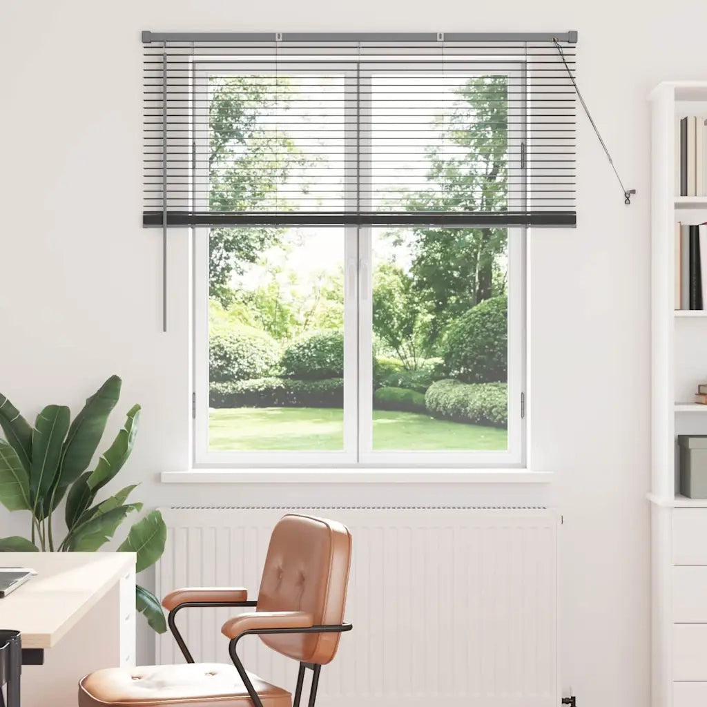 Tendaggi a Veneziana | Tenda a lamelle Grigio scuro 130 x 135 cm Alluminio