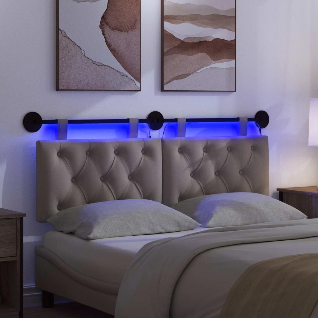 Testiera | Testata sospesa Con luce LED Tortora Tessuto