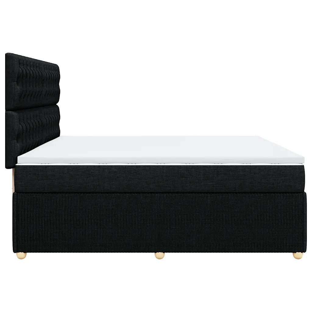 Giroletto a Molle con Materasso Nero 200x200 cm in Tessuto