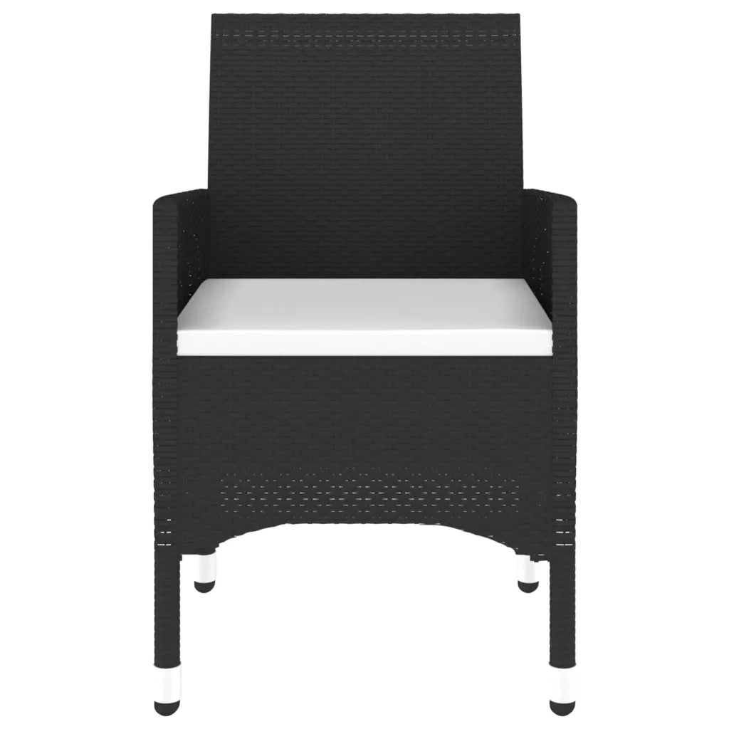 Set da Pranzo per Giardino 3 pz | Set Salotto da Giardino in Polyrattan Nero