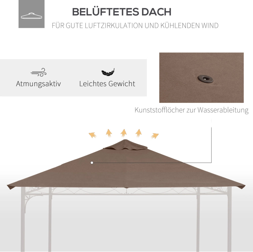 Copertura di Ricambio per Gazebo 2,98x2,95 m in Poliestere Beige per Giardino e Terrazza