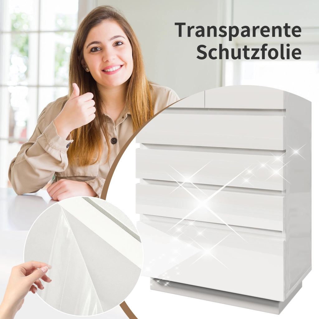 Comò con 6 Cassetti e LED con Controllo tramite App e Touch per Soggiorno e Camera 73×39×115 cm