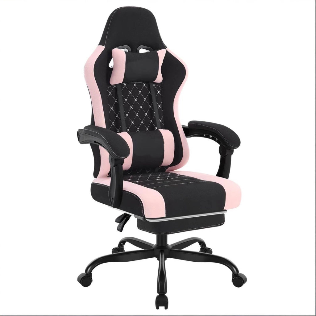 Sedia gaming ergonomica con massaggio, rete, nero/rosa
