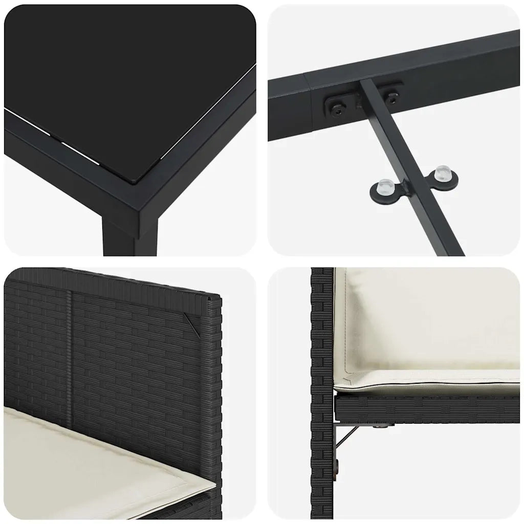Set da Pranzo per Giardino 5 pcs Nero polyrattan 3380686