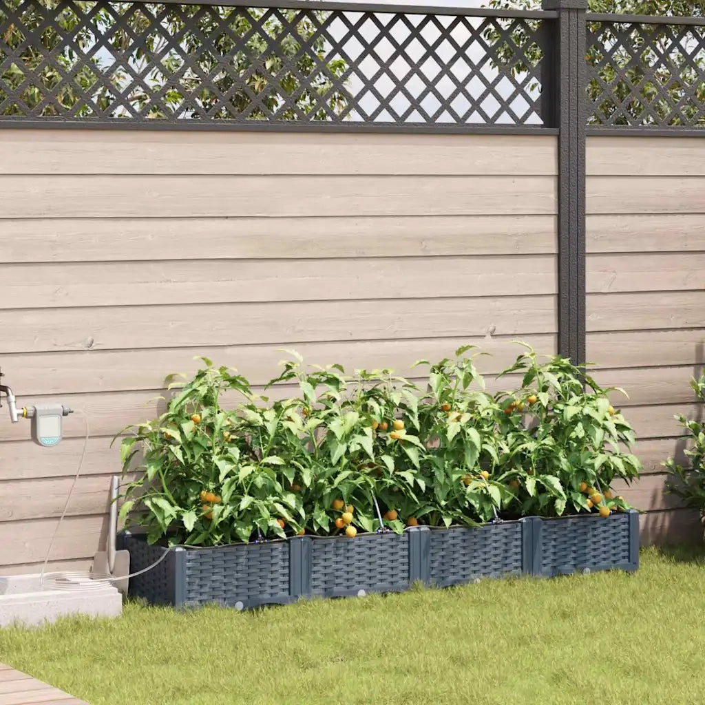 Fioriere | Cassetta per fiori | Vaso da giardino 4 pz Grigio Chiaro 160 x 40 x 22 cm Plastica