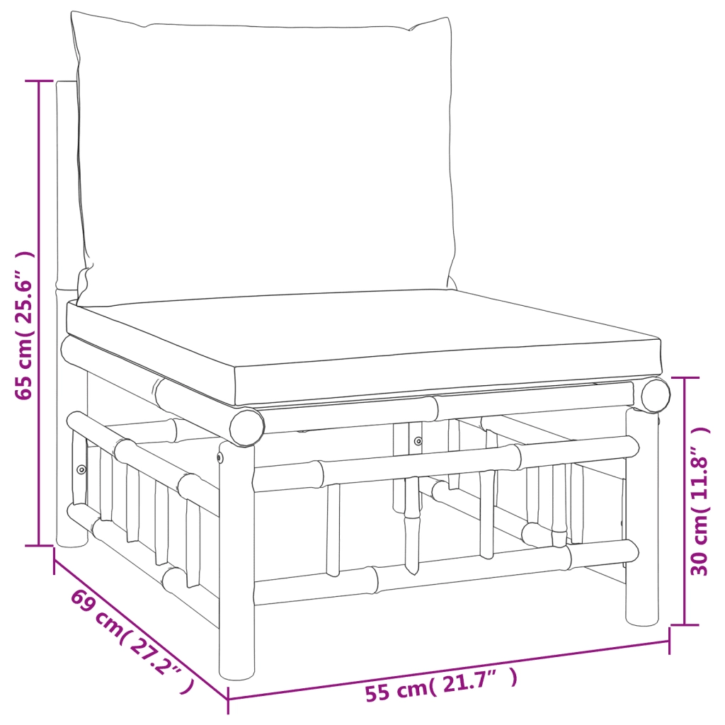 Set Salotto da Giardino 4pz | Set di Mobili da Esterno con Cuscini Verdi Bamb¨´