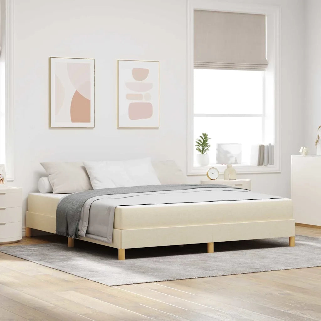 Letto a molle con materasso Crema 180 x 200 cm Tessuto 3398589