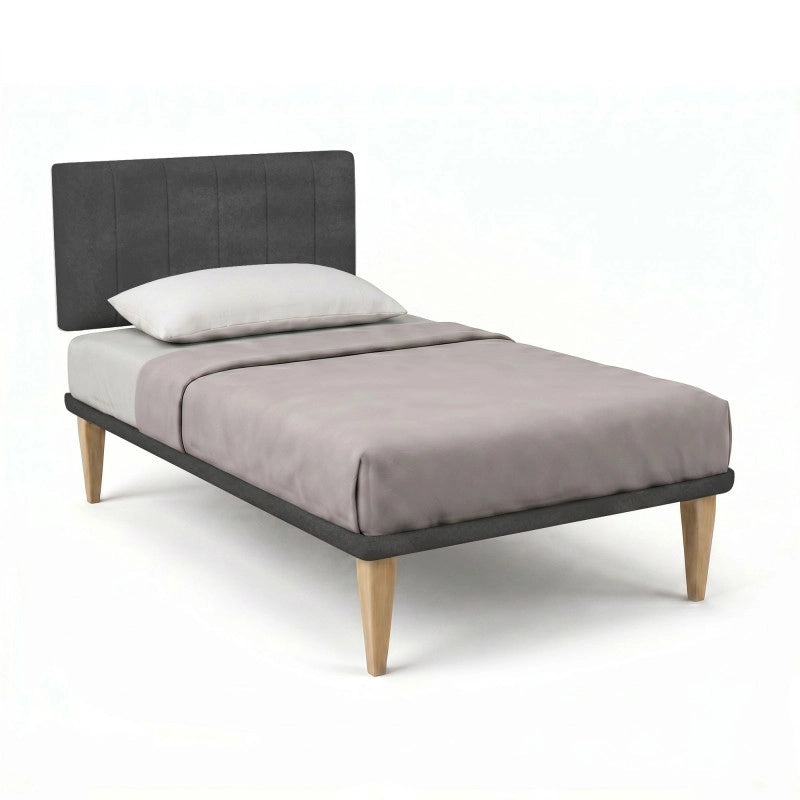 Letto imbottito Piazza e mezzo 120x200 cm Vertical - Con rete,Microfibra,Grigio
