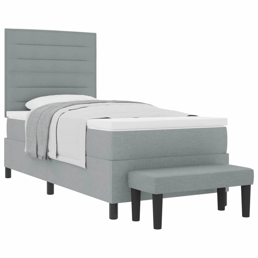Letto a molle con materasso Grigio chiaro 90 x 200 cm Tessuto