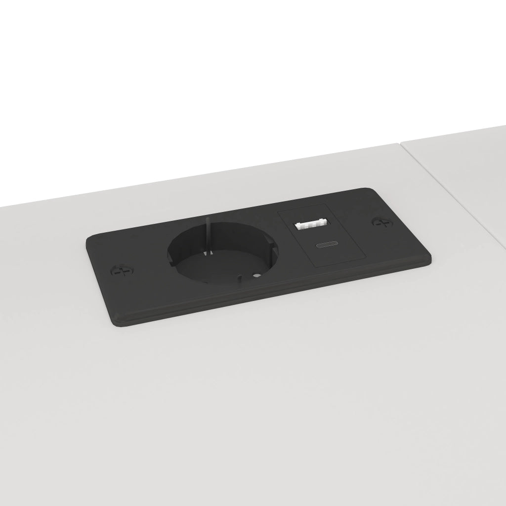Letto a soppalco 90 × 200 cm con scrivania e scala contenitore in compensato e MDF bianco con LED USB