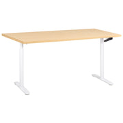 Scrivania regolabile manualmente bianco e marrone chiaro 160 x 72 cm Struttura in acciaio verniciato a polvere
