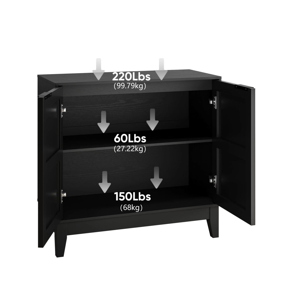 Sideboard con 2 ante e ripiani interni regolabili in MDF; nero